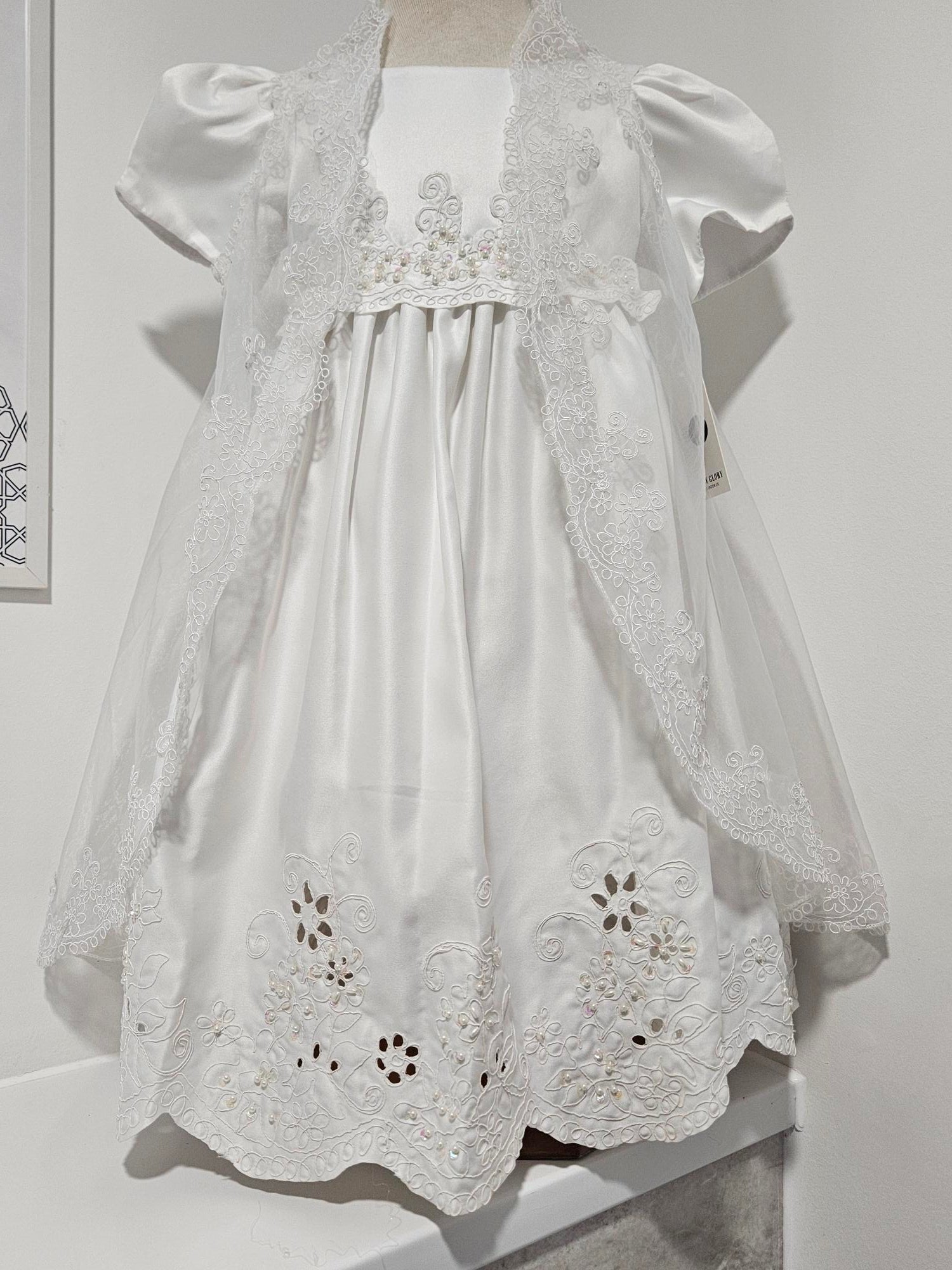 EL002 White Christening Dress