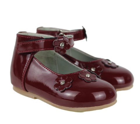 BB9887A Burgundy Velcro Baby Shoe