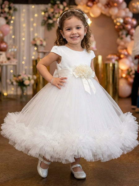 LD/B1-92569 Girls Party Dress - Off White