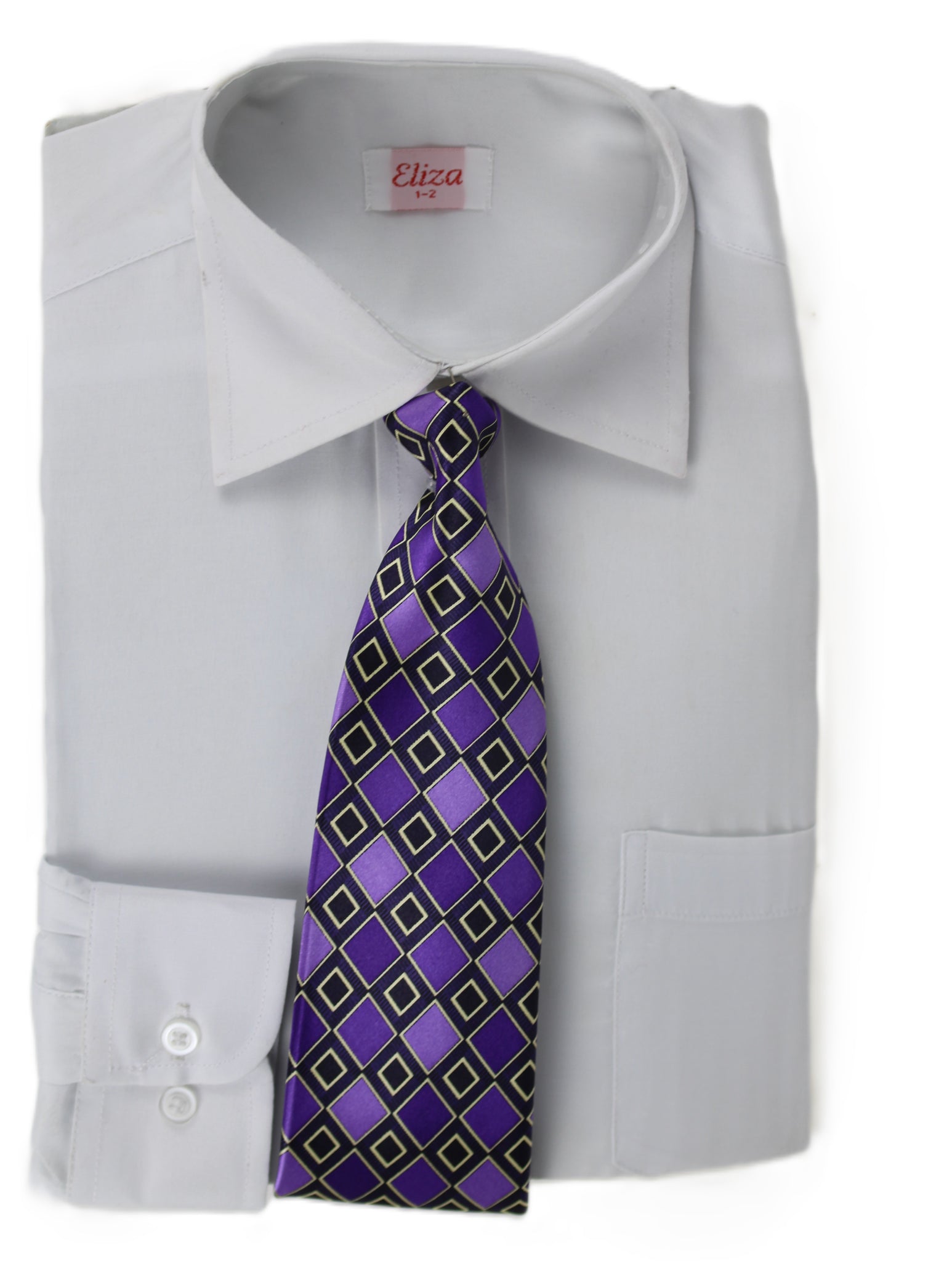 Boys Shirt - White/Purple