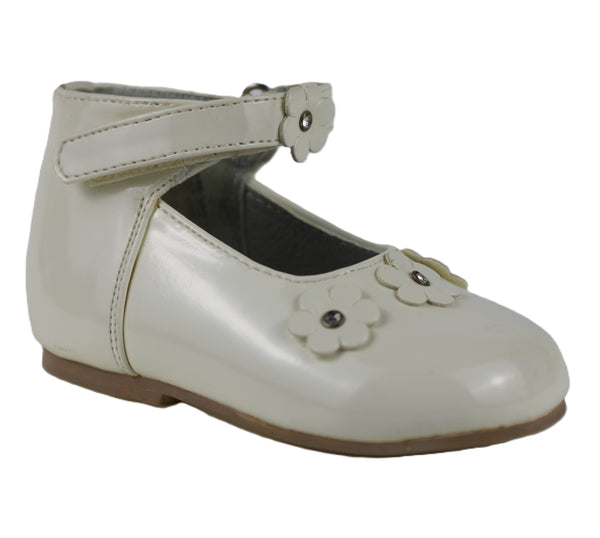 BB9887A Ivory Velcro Baby Shoe