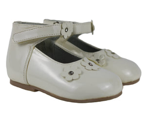 BB9887A Ivory Velcro Baby Shoe