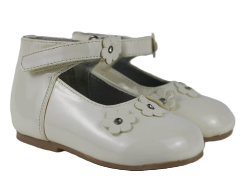 BB9887A Ivory Velcro Baby Shoe
