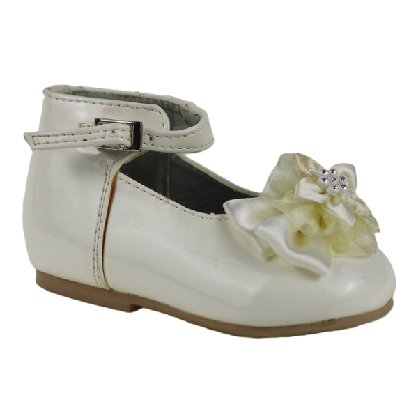 EL8832 Ivory Satin Bow Strap Baby Shoe