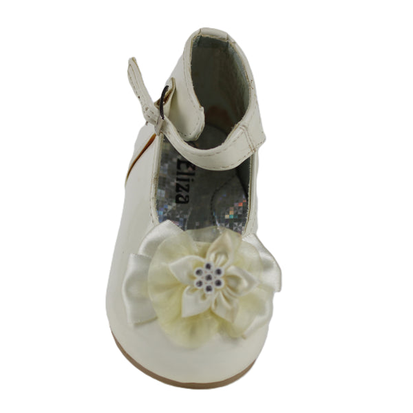 EL8832 Ivory Satin Bow Strap Baby Shoe