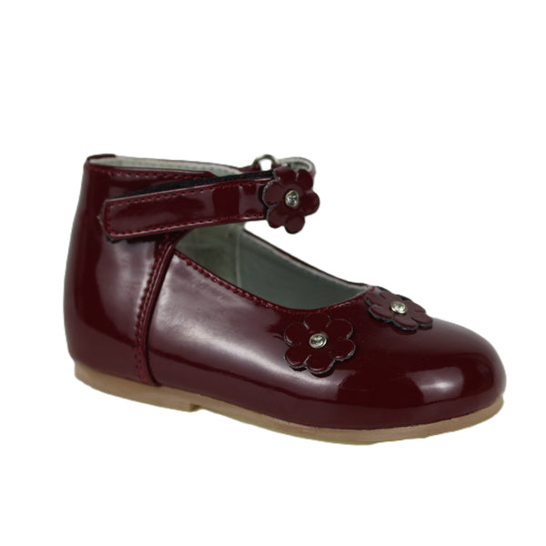 BB9887A Burgundy Velcro Baby Shoe