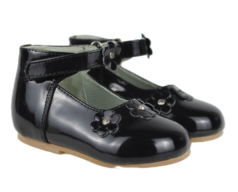 BB9887A Black Velcro Baby Shoe